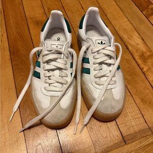Adidas White and Green Sambae Sneakers